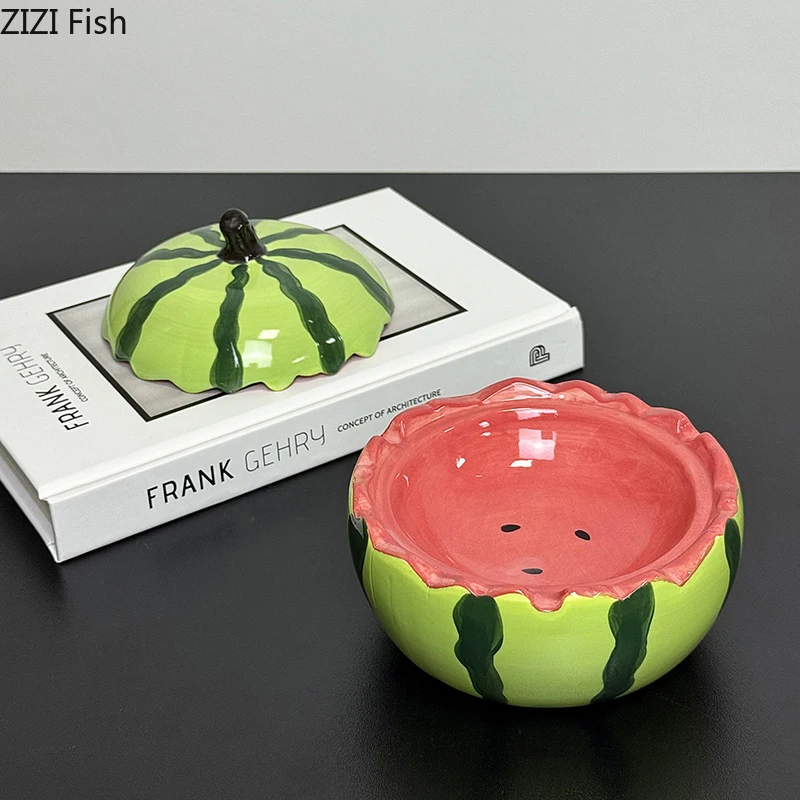 Schöner Wassermelonen-Porzellan-Aschenbecher, Aschenbecher für Zuhause, Bürotisch, Raucherzubehör für Unkraut, Keramik-Aschenbecher, Geschenk für Freund