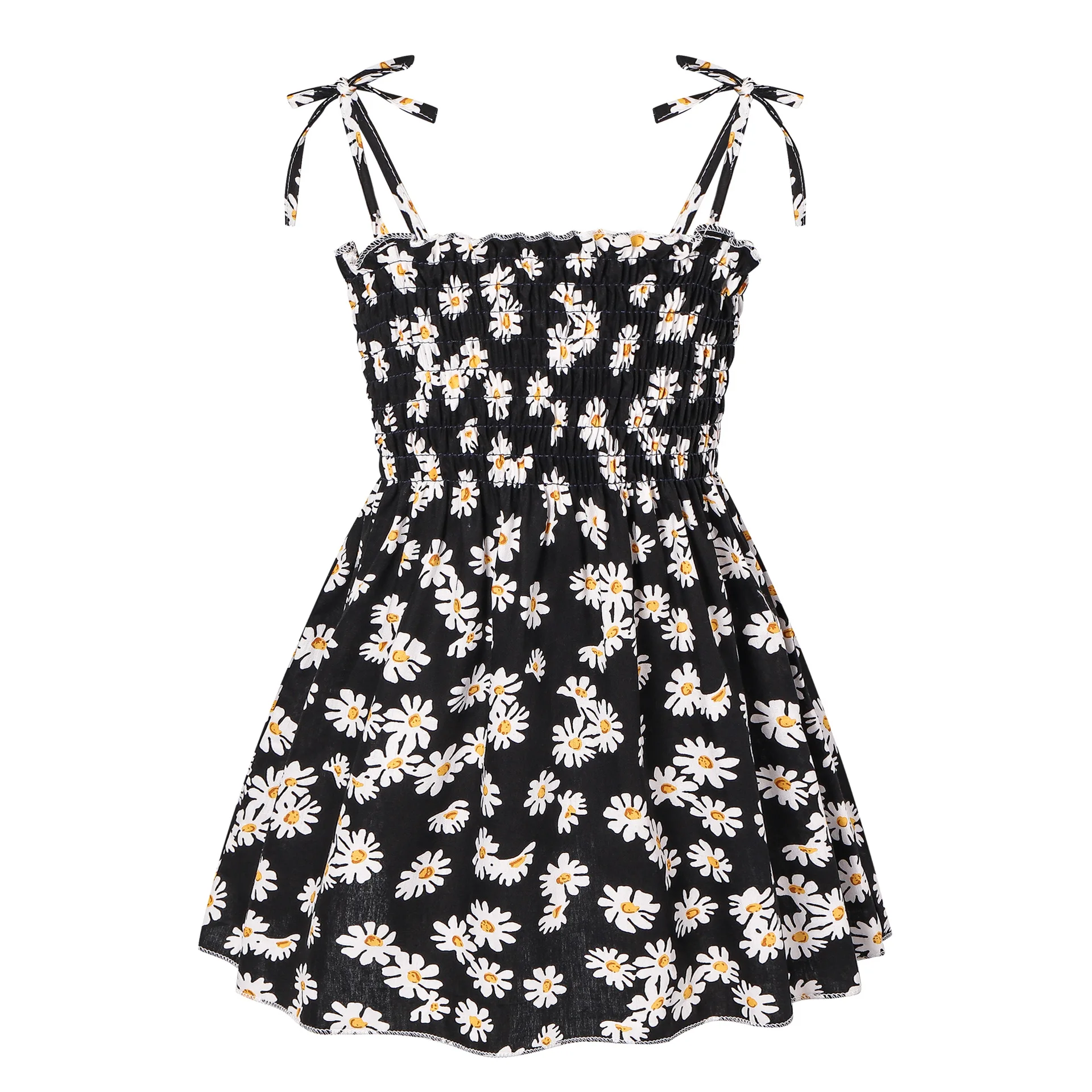 2024 Summer Girls Pure Cotton Print Dress For 2-6Years Children Fashion Floral Dress Kids Suspenders Dress Casual Sundress