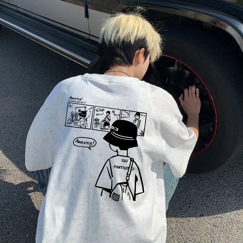 Men's Cotton T-shirt Big Size Boy Letter Print 5XL Mens Oversized T Shirts Graphic Vintage Casual Wear Summer Tee Shirts for Man