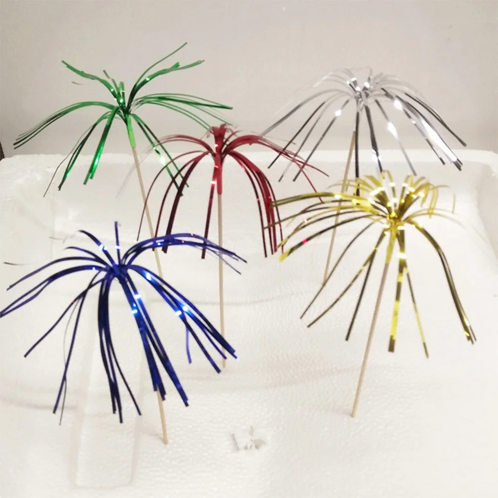 

400 pcs Firework Style Cake Toppers Decorative Picks For Cupcakes Fruit Party Food Birthday Decoration 10Cm Random Color