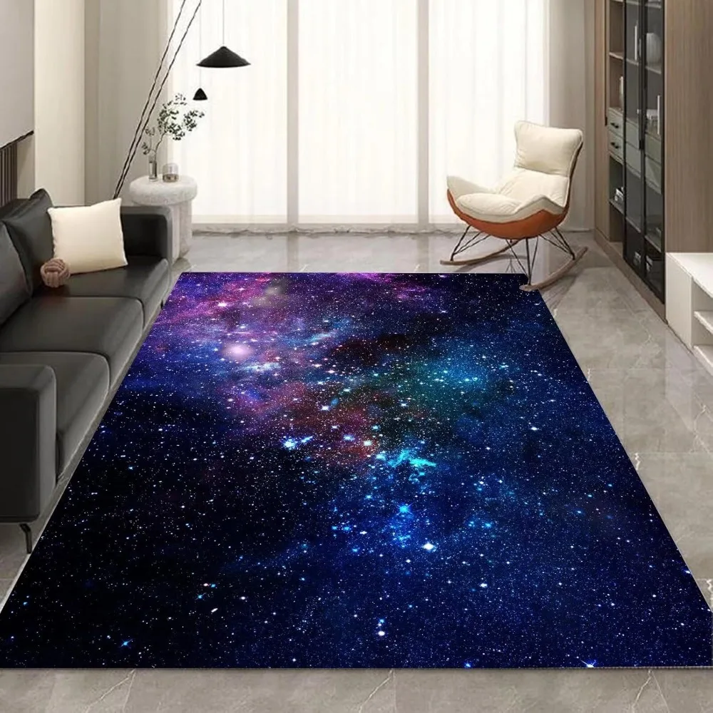 

kxry 5 * 7 Feet Galaxy Soft Area Rugs for Kids Girls Boys Blue and Purple Outer Space Starry Sky Universe Floor Carpet for Livin