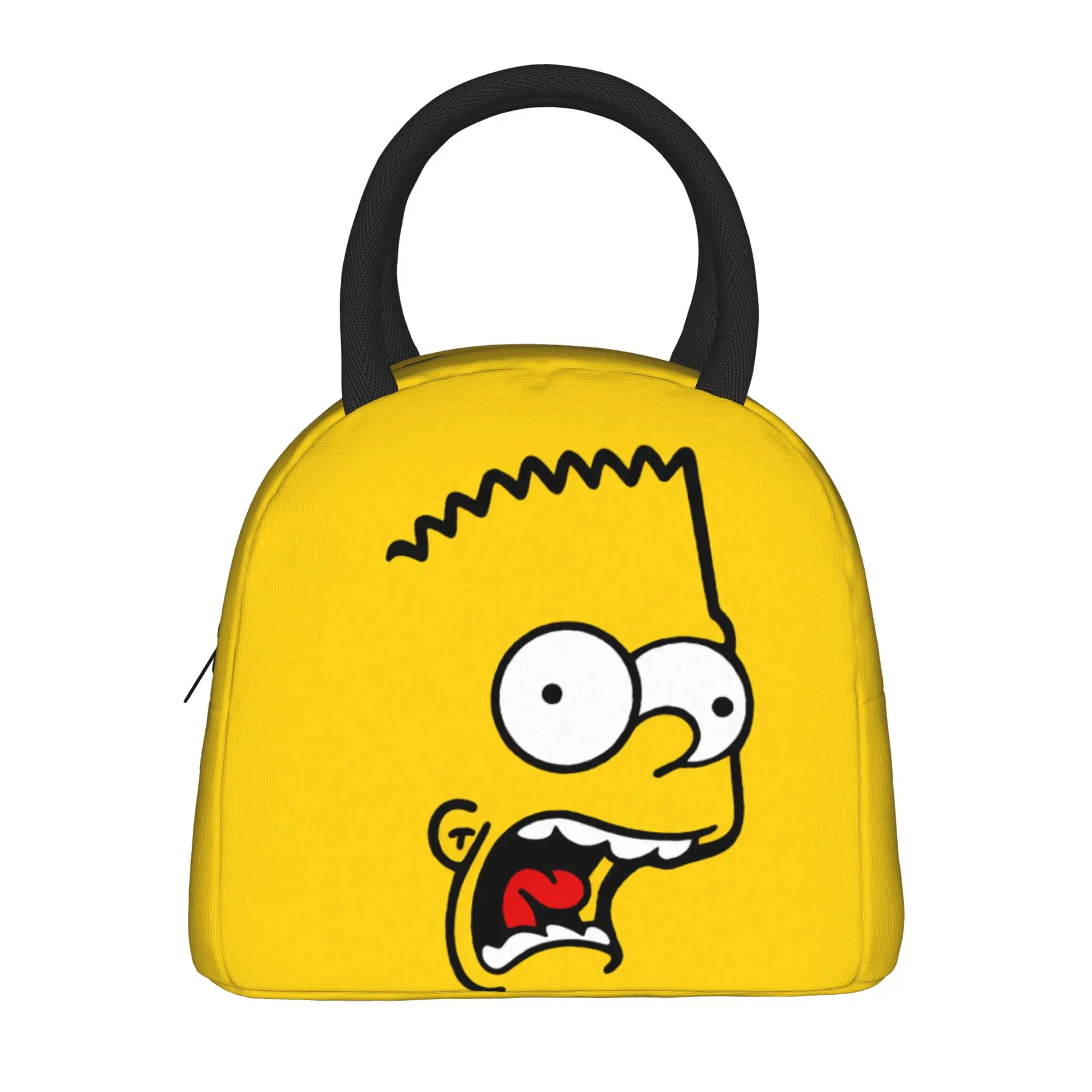 S-Simpsons Bart Funny Face Lunchtasche, Picknick-Lunchbox für Kinder, Freizeittasche mit Aufdruck, Lebensmitteltaschen, wasserdichte tragbare Kühltasche