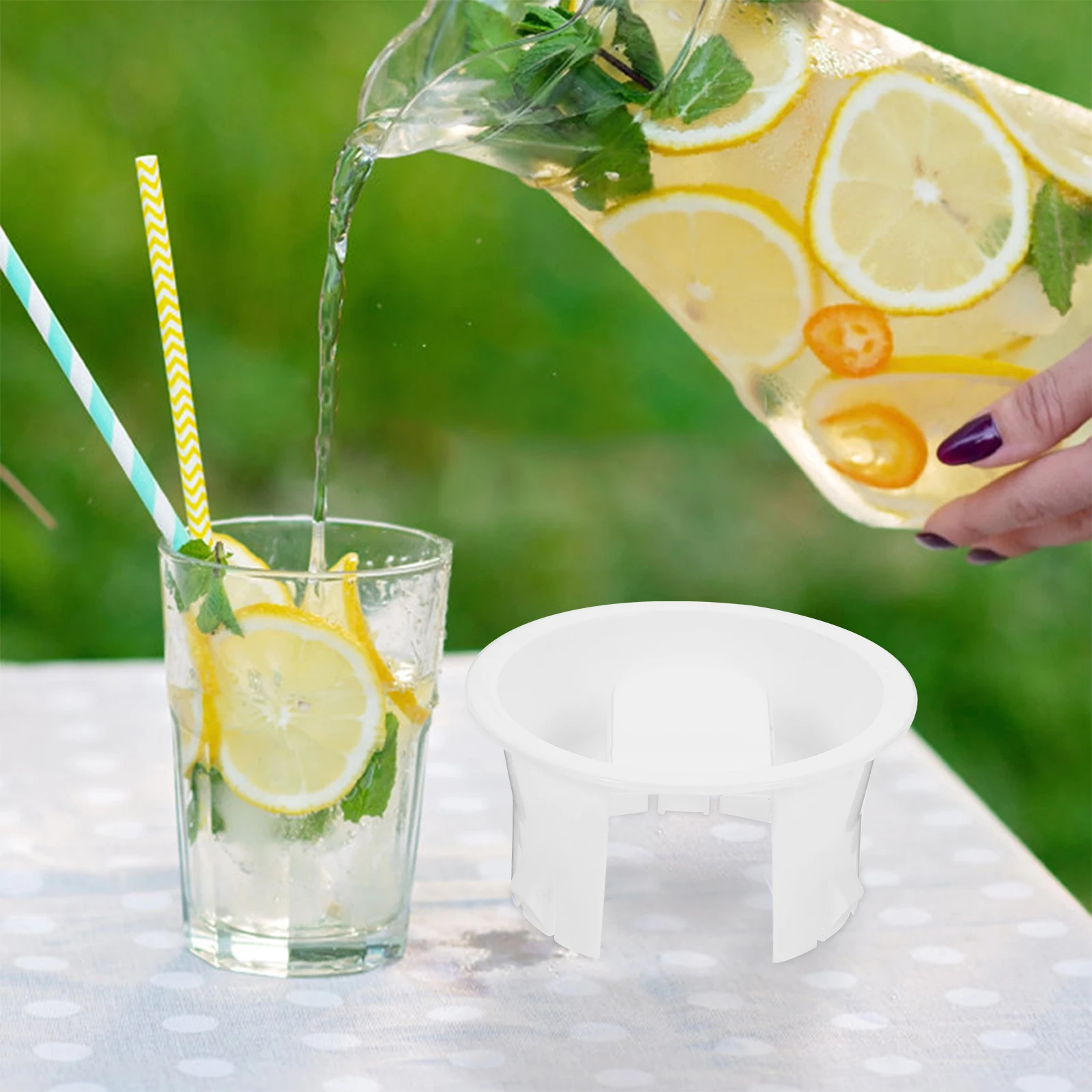 

2Pcs White Striped Leak-proof Water Pitcher Lid Sealed Jug Cover Plastic Teapot Supplies Home Restaurant Use