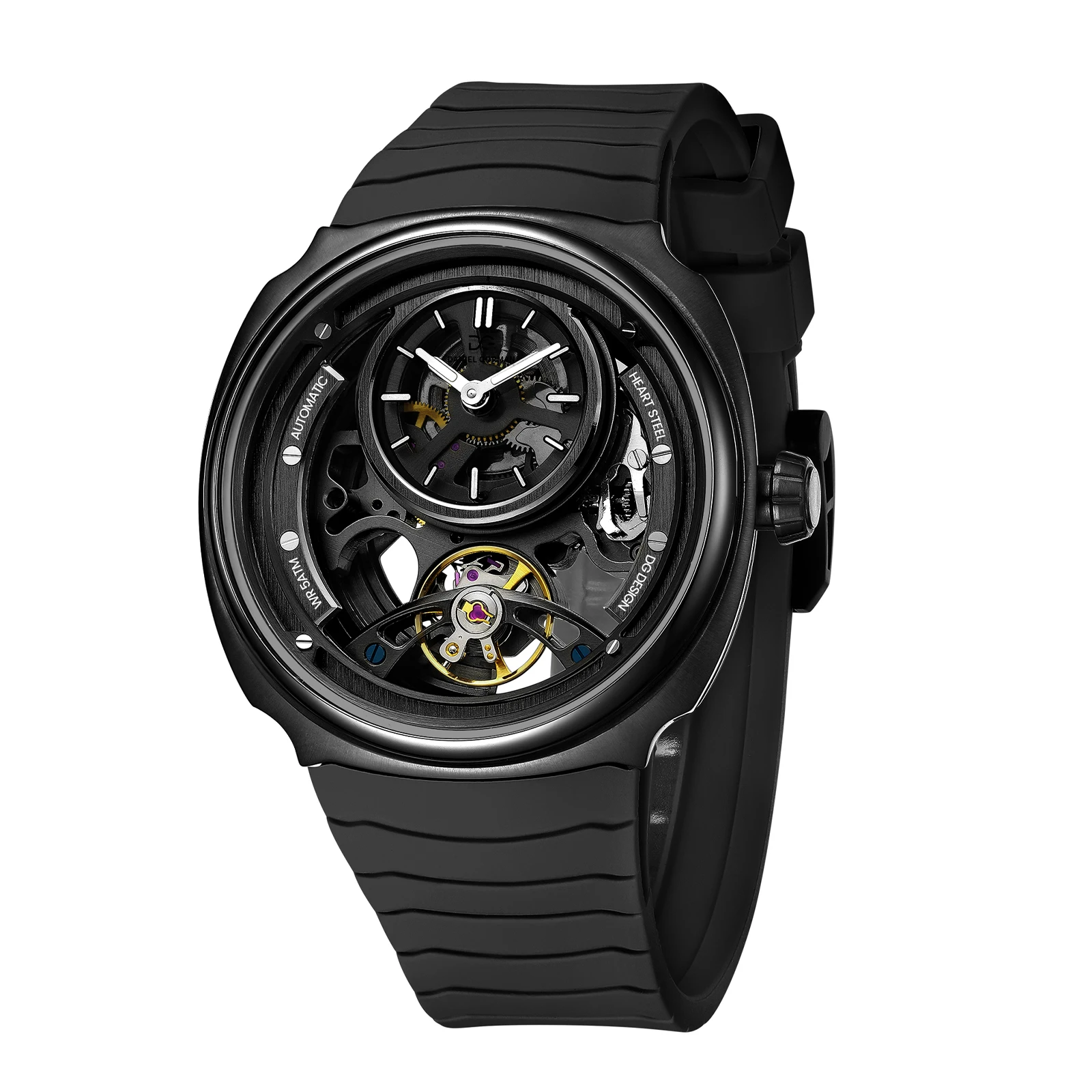 DANIEL GORMAN Men's Luxury Skeleton Automatic Mechanical Watch Waterproof Stainless Steel Luminous Wristwatch