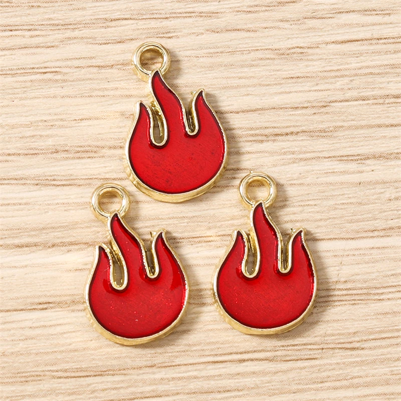 10 Stück 10x16mm Niedliche Bunte Emaille-Flammen-Anhänger für die Herstellung von Ohrhängern, Halsketten, Armbändern, DIY-Handwerk und Schmuckzubehör – Detail 5