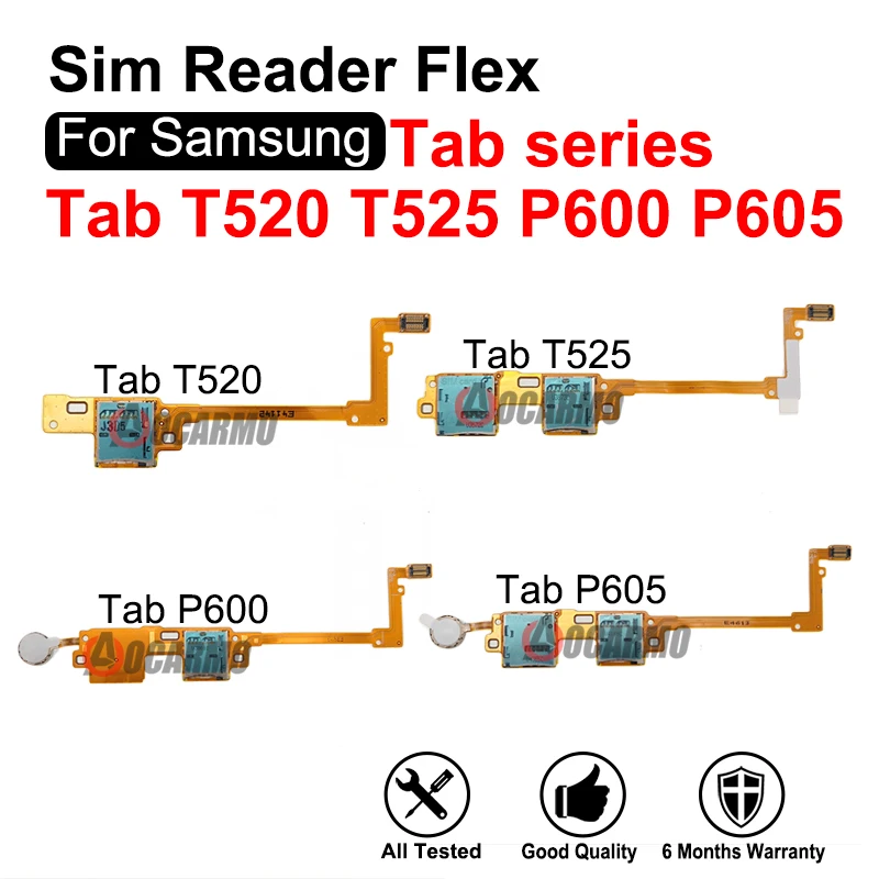 For Samsung Galaxy Tab T520 Tab Pro 10.1 SIM Tray SD Card Reader Flex Cable For Tab P600 P605 T525 Repair Replacement Parts