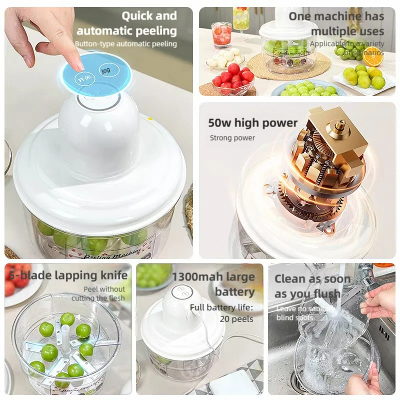 Fully Automatic Home Use Electric Fruit Berry Peeler Grape Peeling Machine Removes Green Grape Pericarp Original Brand Model