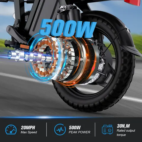 DEEPOWER A14 500W multi-link shock absorption system small electric bicycle, suitable for urban travel and outdoor activities