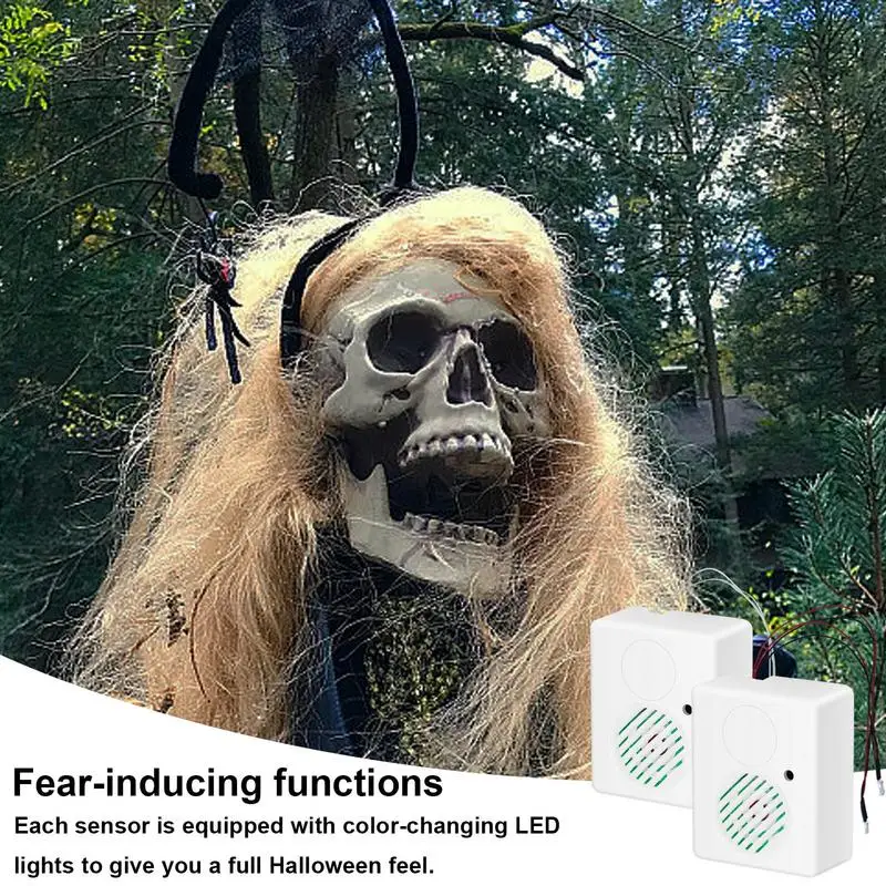 2pcs Halloween Scream Speaker Horror Sound Player Scary Sounds Sensor Tricky Voice-Activated Props for Haunted House Noise Maker