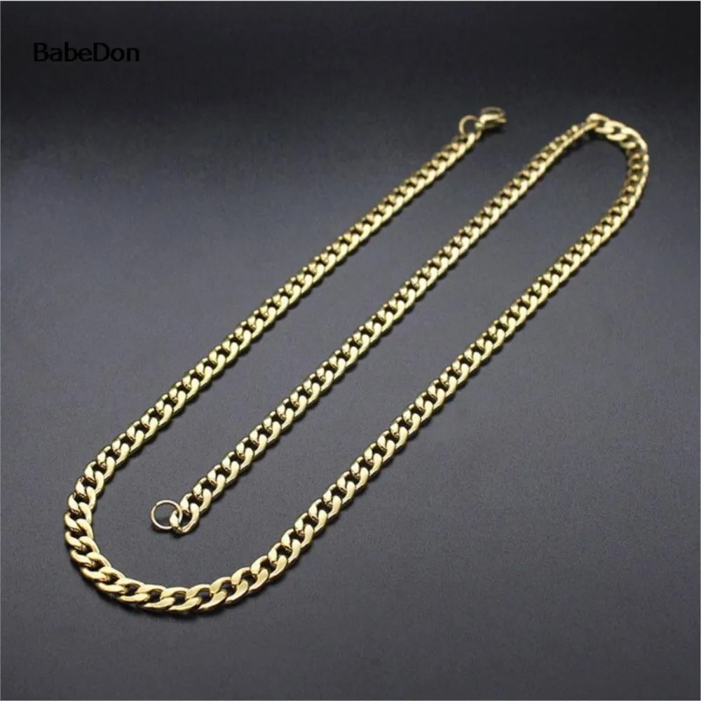 Women Men's Necklace Stainless Steel Curb Cuban Link NK Chain Steel Color Basic Punk Male Choker Jewelry Gifts Free Shipping