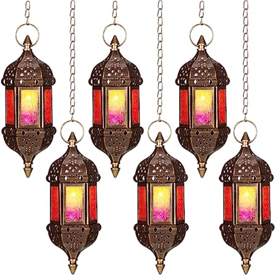 

Pcs Hanging Moroccan Lantern Hexagon Decorative Moroccan Candle Lantern Holders Hanging Candle Holder Indoor Outdoor for Patio