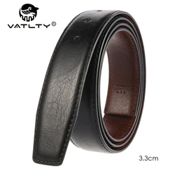 VATLTY 3.3cm Real Leather Belt Men High-quality Natural Cowhide Black Belt Without Buckle No Interlayer Business Belt Male