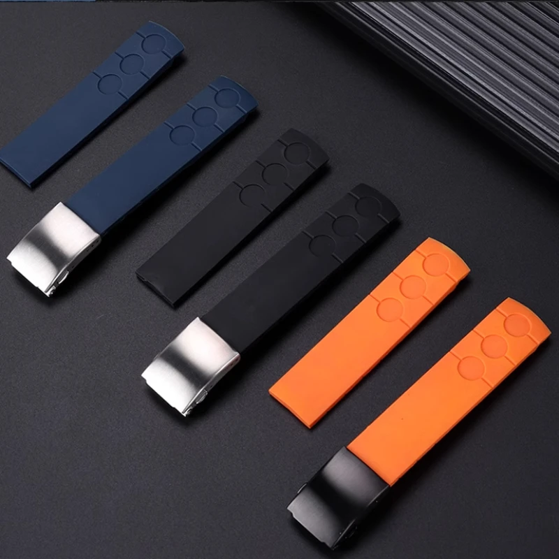 For Tissot 1853 T044 Prs516 Silicone Watchband T044417a T044430a Blue Orange Rubber Watch Strap Metal Folding Buckle Accessories