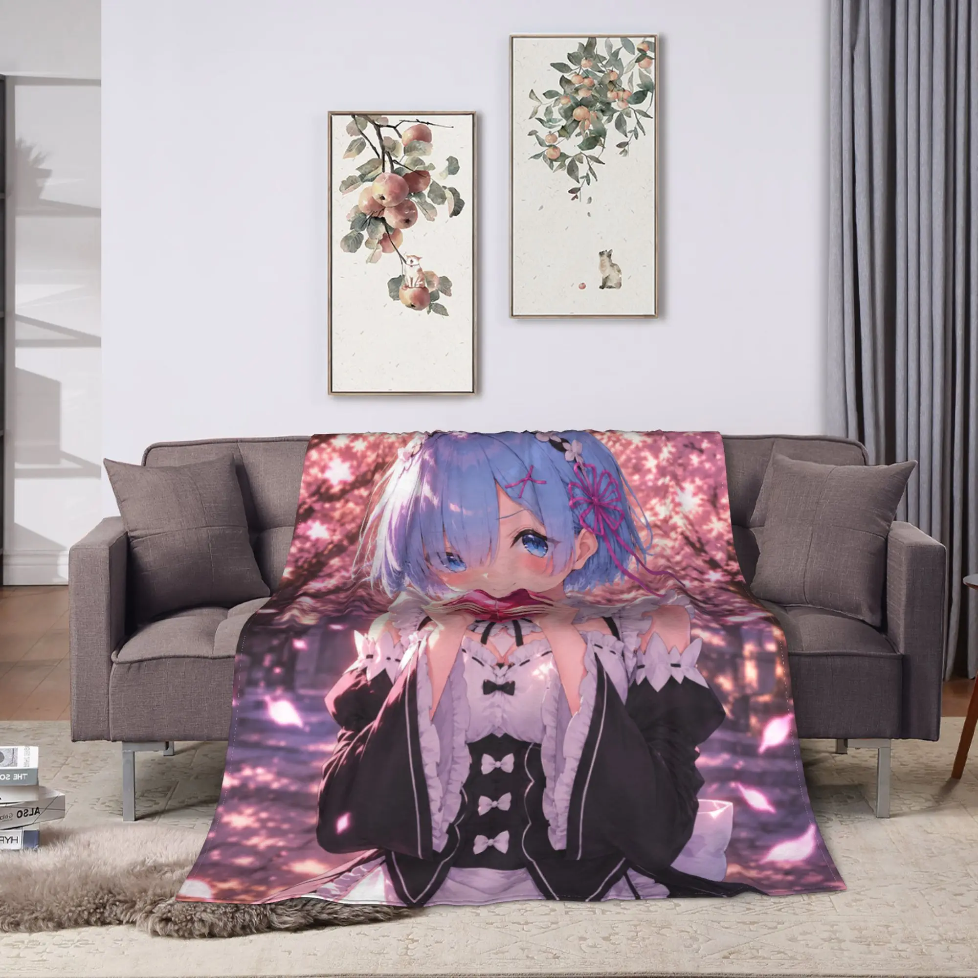 Warm Blanket Anime Re Life In A Different World From Zero Rem Throw Blanket  Flannel Bedspread For Couch Chair Bed Cover
