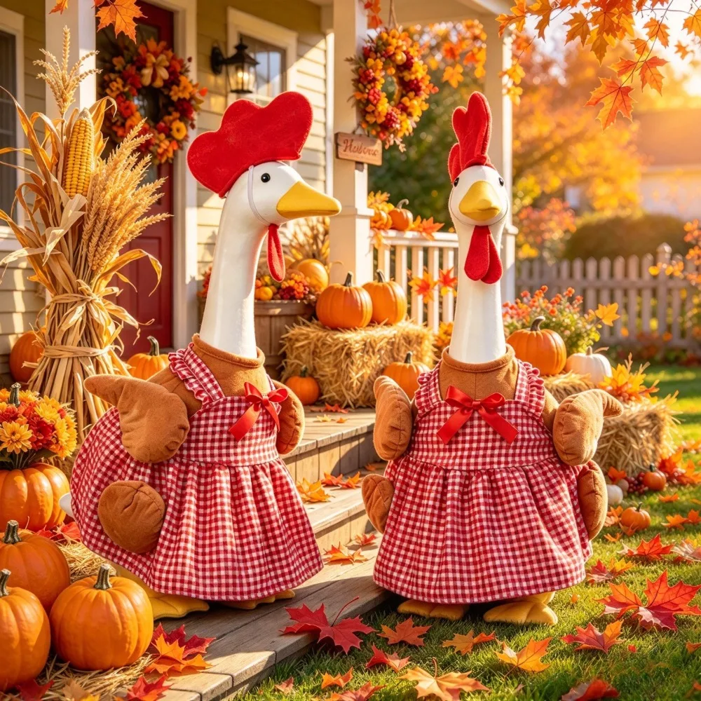 23 Inch New Thanksgiving Porch Goose Clothes Turkey Shape Outdoor Yard Holiday Decor Ornaments without goose