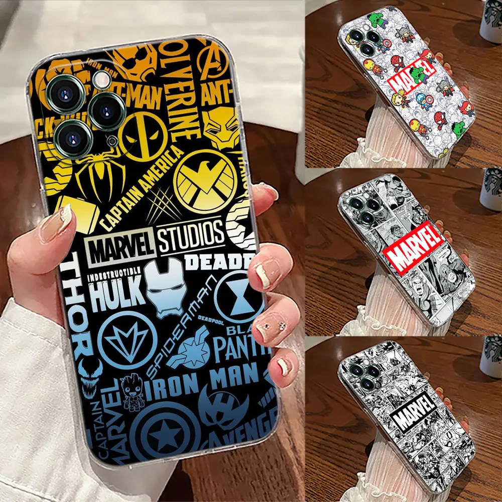 

MARVEL STUDIOS Comic Cartoon Transparent Phone Case For iPhone 17 Pro Max 17E 11 12 13 14 15 16 Pro Max Plus 17 Air 16E XS Cover
