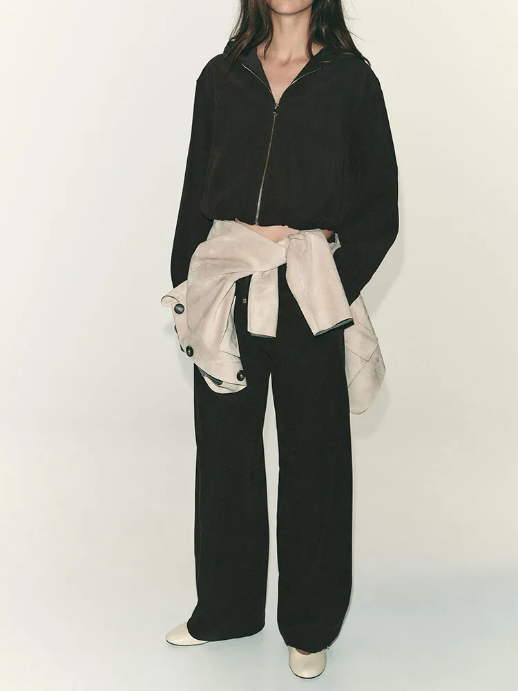 

High-End Women's Faion Set ZA2025 Autumn New Outerwear And Long Pants Two-Piece Suit High Waist European Sle ort Coat