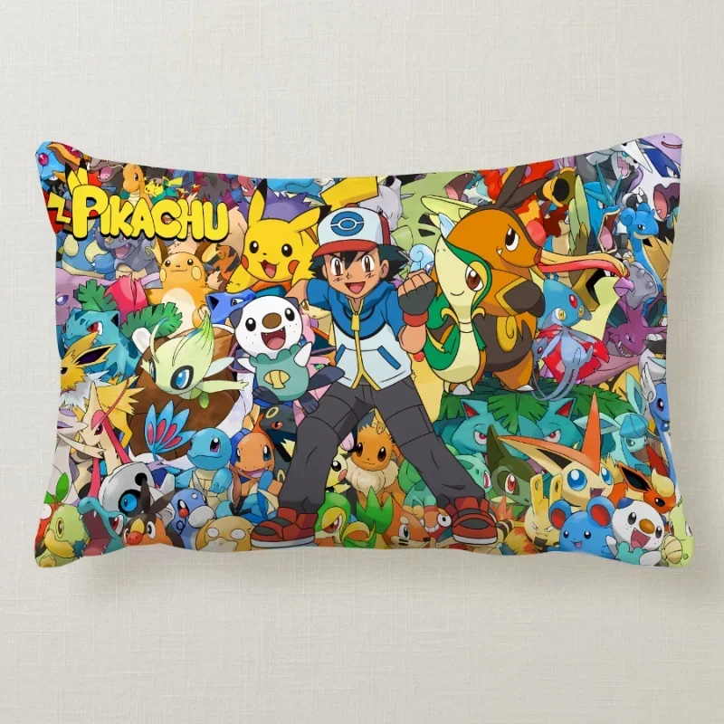 Pokemon Pikachu Plush Cushion Cover Pillowcase Decoration Rectangle Anime Pillowslip Cover Car for Bed Room Decor Birthday Gift