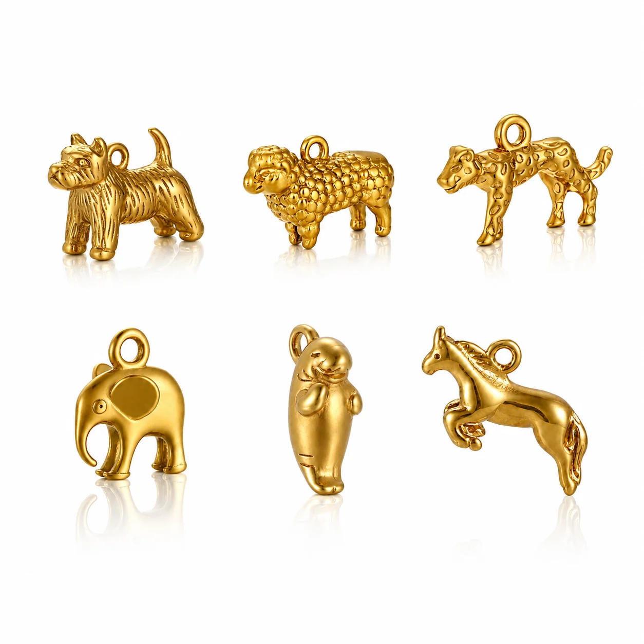 3Pcs Stainless Steel Horse/Elephant/Sea Lion Charm Farm Sheep/Dog Animal Pendant DIY Necklace Bracelet Earring Jewelry Accessory