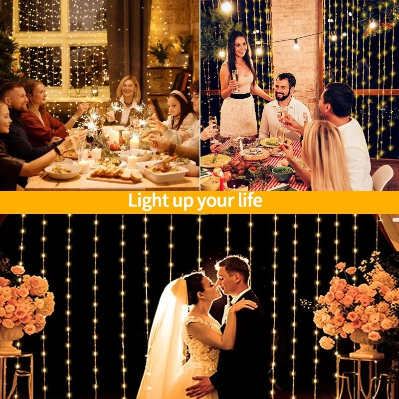 

Solar 3x2M 200LED Curtain String Fairy Lights Holiday Decorations Christmas Birthday for Party Garden Home Wedding Decoration
