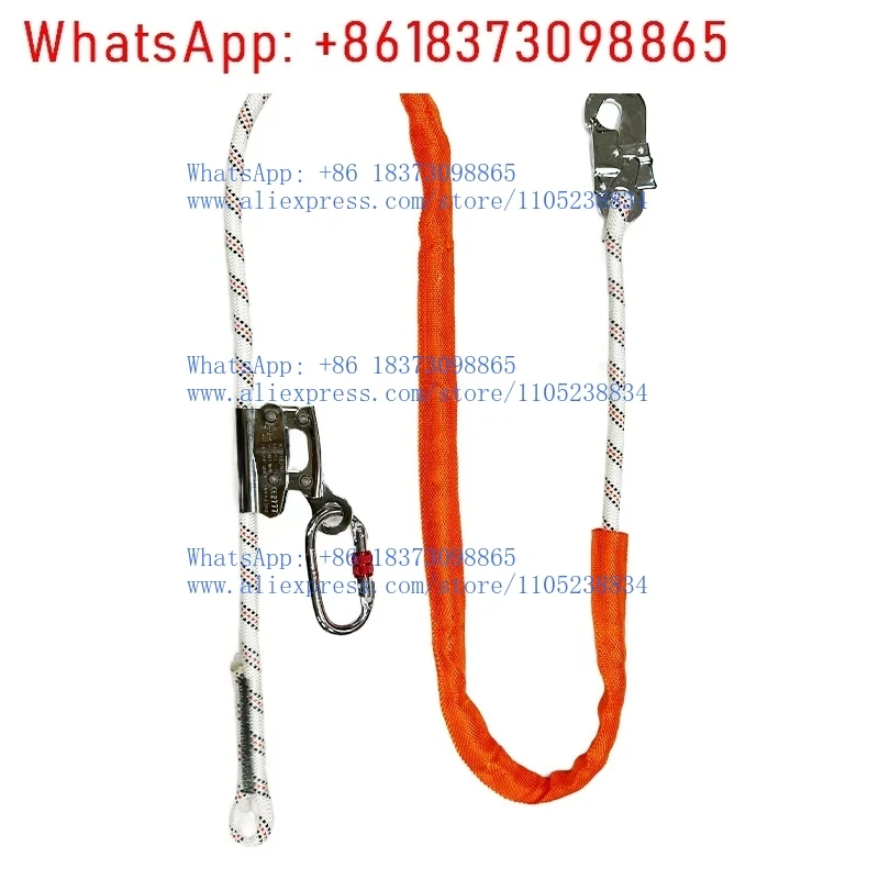 Heavy Duty Anti-Fall Vertical Roof Rope Harness Lanyard Safety Rope with Alloy Steel Grab Hook