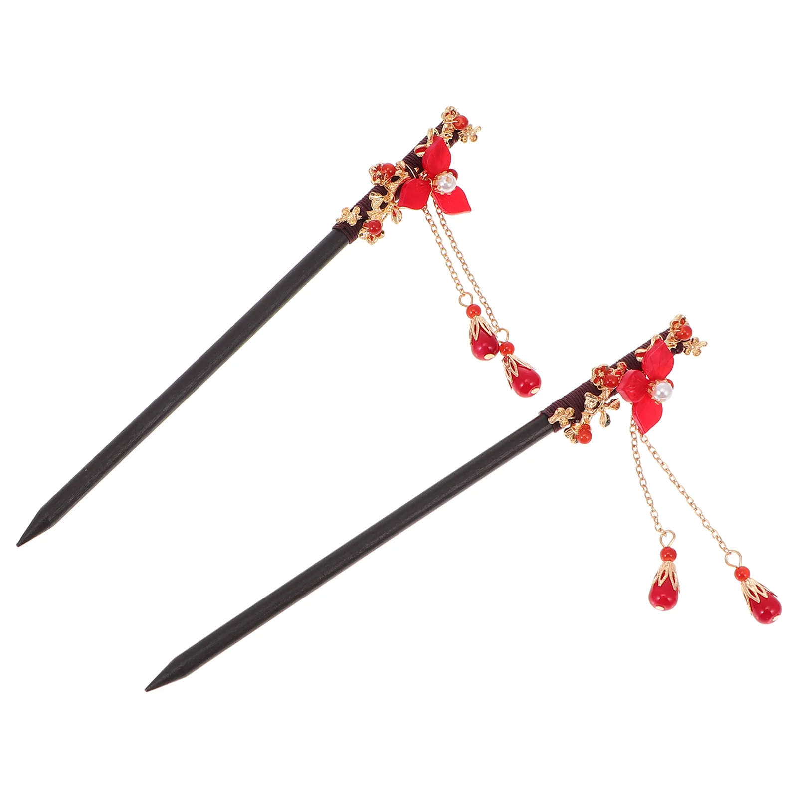 

2 Pcs Jade Hair Sticks Hairpin Vintage Decor Chinese Style Wedding Tassels Headdress Miss