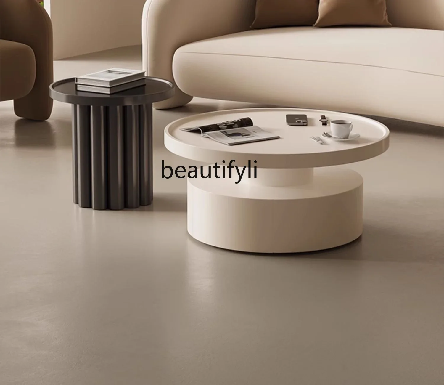 

Light Luxury Tea Table Living Room Home Cream Style Tea Table Creative round Tea Table Simple