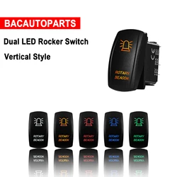 Interruptor basculante giratorio para coche, luz LED Dual de encendido y apagado, 12V, SPST, 5 pines, para barco, Auto, camión, accesorios impermeables IP68