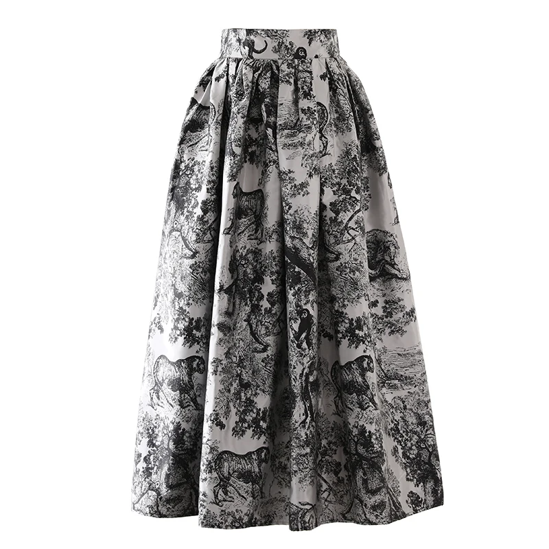 

Spring and Autumn New Women's Half Body Skirt, Retro Jacquard High Waist Fashionable French Commuter Long Dress