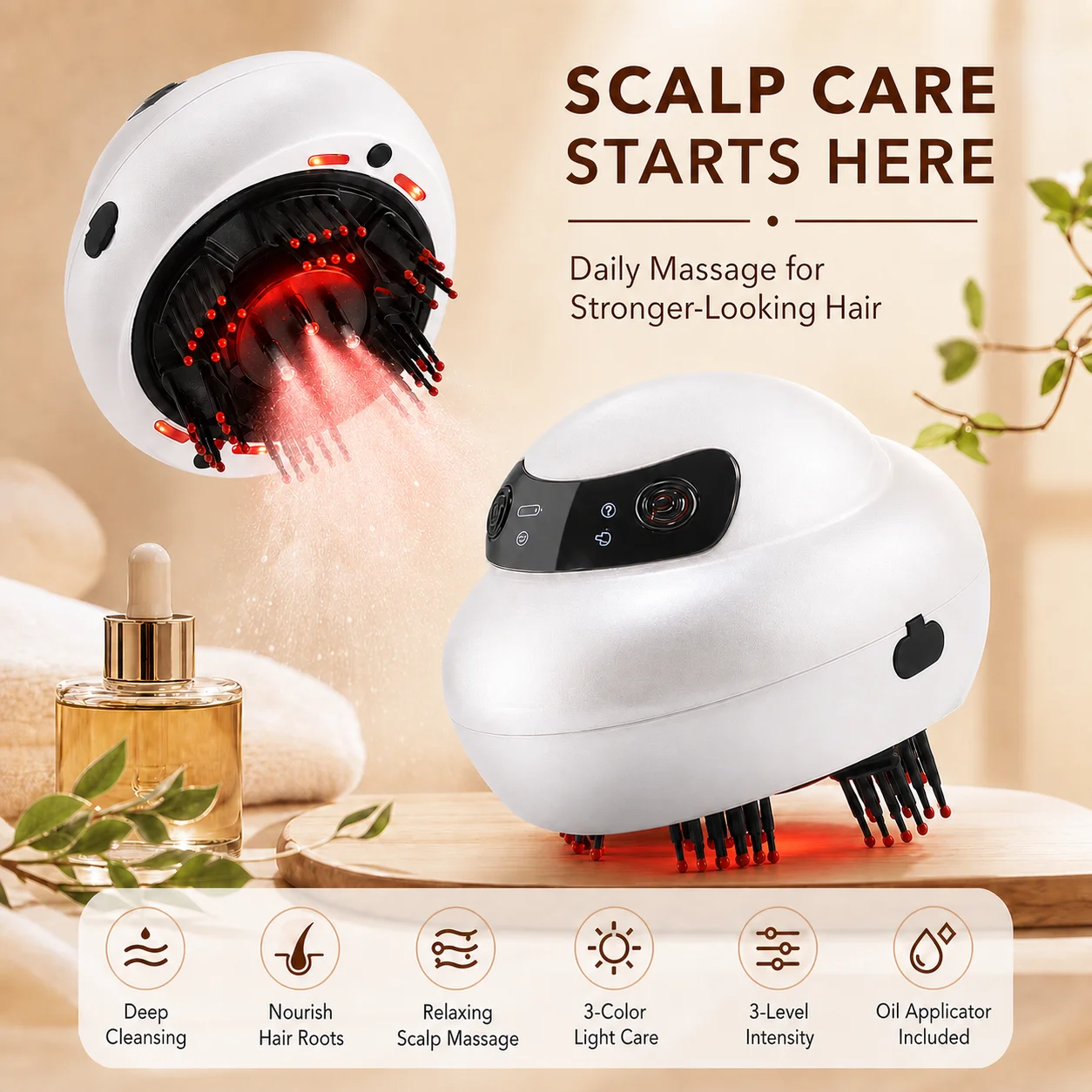 Electric Spray Massage Comb with Water Mist Wet Dry Hair Brush,Hair Oil Applicator,Detangling Smooth,for Frizzy Hair Scalp Care