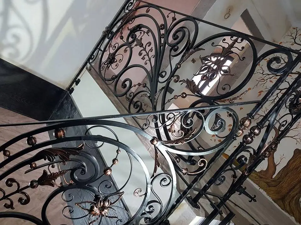 Luxury Wrought Iron Balcony Rails Balustrades Residential Wrought Iron Stair Rails Designs For Sale