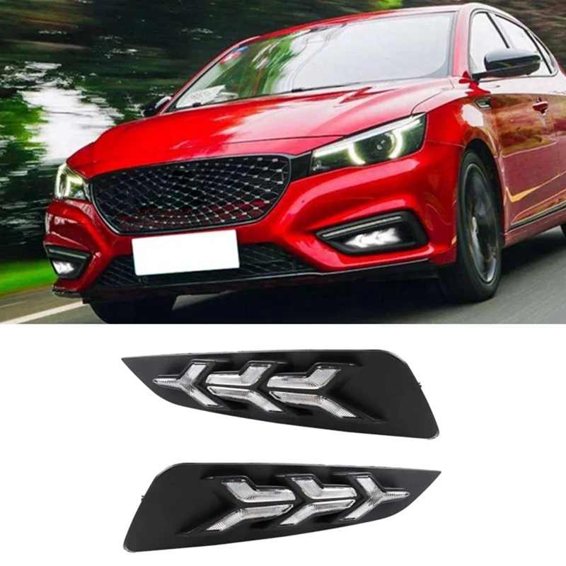 

For MG6 MG 6 2017-2019 Accessories Car LED Fog Lamp Turn Signal Light DRL Daytime Running Light, Yellow+White+Blue