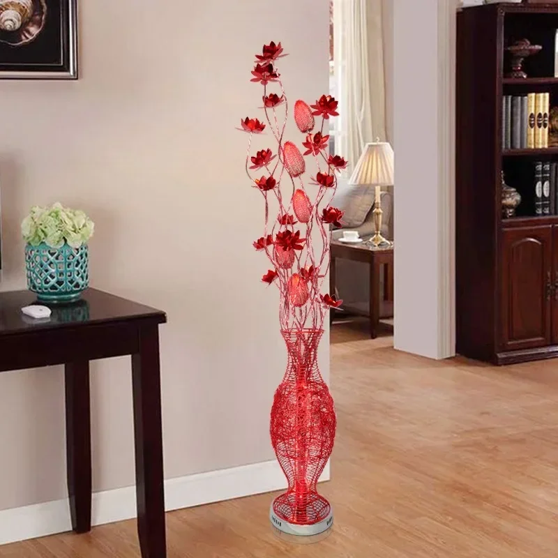 Modern fashion red romantic wedding bedroom floor lamp, wedding gift decoration living room bedside floor lamp