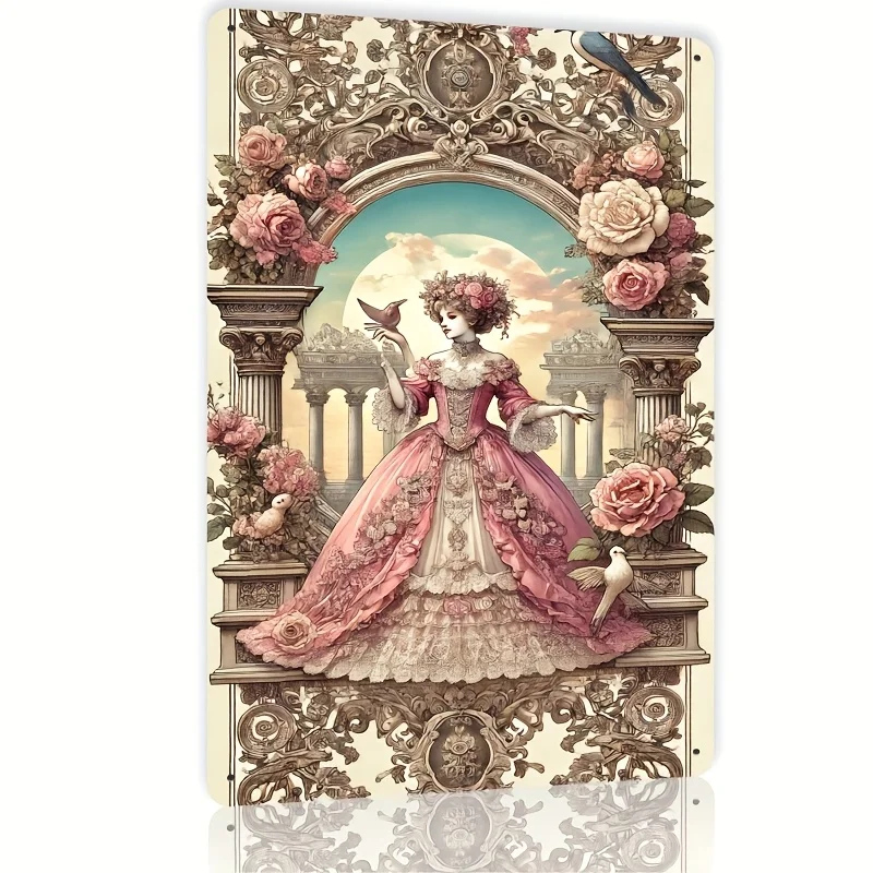 **Elegantes viktorianisches Damen-Metallschild – Vintage-Blumen- und architektonische Wandkunst für Schlafzimmer, Küche, Esszimmer, Bar, romantisches Geschenk