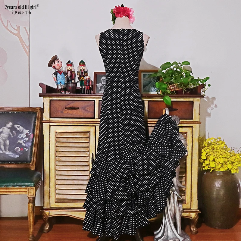 Spanish Dance Dress Flamenco Practice Skirt Wear Women GG04