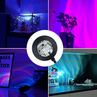 USB Colorful Aurora Projector Light Water Ripple Light Remote Control Dimming Portable Night Light for Living Room Party Bar
