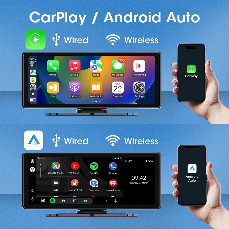 كاميرا داش كام Janstie 4K+1080P، CarPlay، Android Auto، ملاحة GPS، شاشة IPS مقاس 7/8.1 بوصة، DVR للسيارة، رؤية ليلية بالأشعة تحت الحمراء، مراقبة موقف السيارات على مدار 24 ساعة​