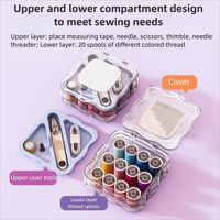 Portable Mini Sewing Box Set Partitioned Multi-functional Magnetic Needle Thread Box Threads Thimble Hand Sewing Tool Kit Office
