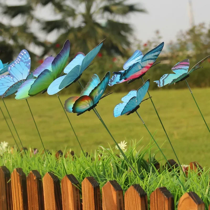 2026 12pcs/set Colorful Butterflies Garden Stake Yard Planter Butterfly Stakes Decoracion Outdoor Decor Flower Pots Decoration