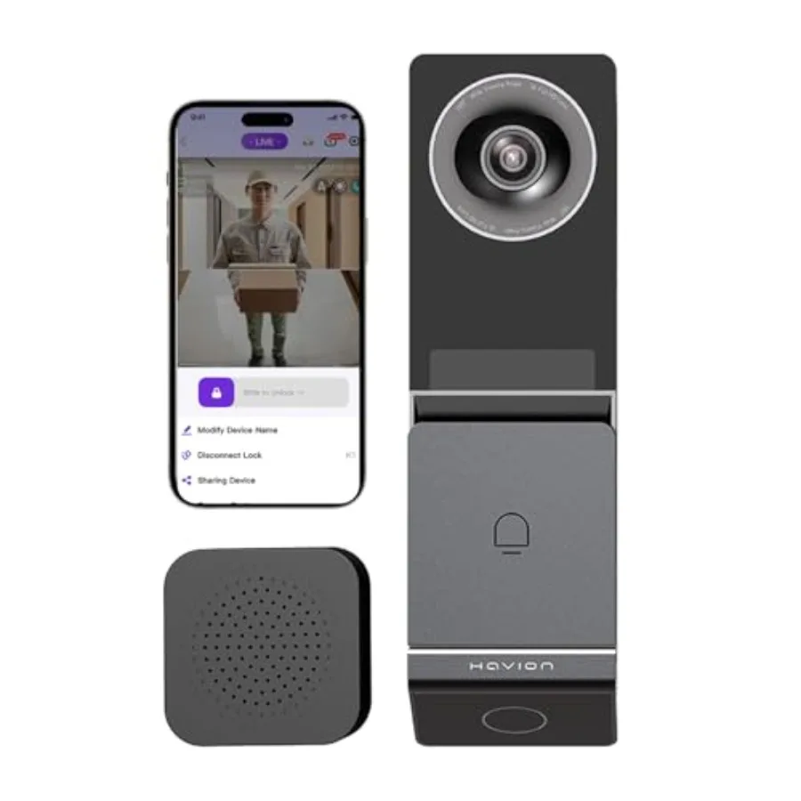 

Wireless video doorbell for home security, aluminum alloy body, matte black finish, dual 5MP 3K QHD cameras with AI motion dete