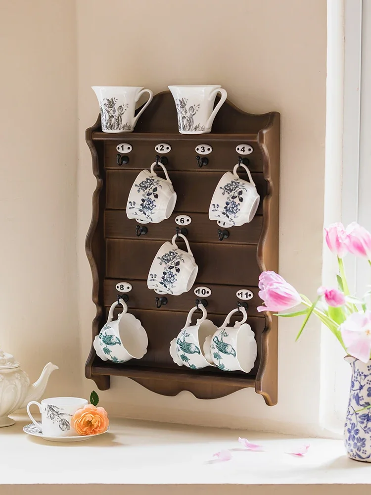 Retro wall mounted decoration, storage cup holder, medieval home display coffee cup holder, living room entrance key hangingrack