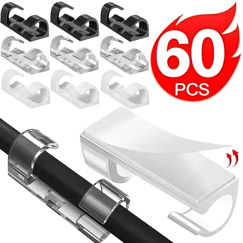 Kabelclips-Organizer, Kabelhalter, Kabelmanagement, selbstklebender Kabelmanager, feste Klemme, Kabelwickler für Zuhause, Büro, Auto
