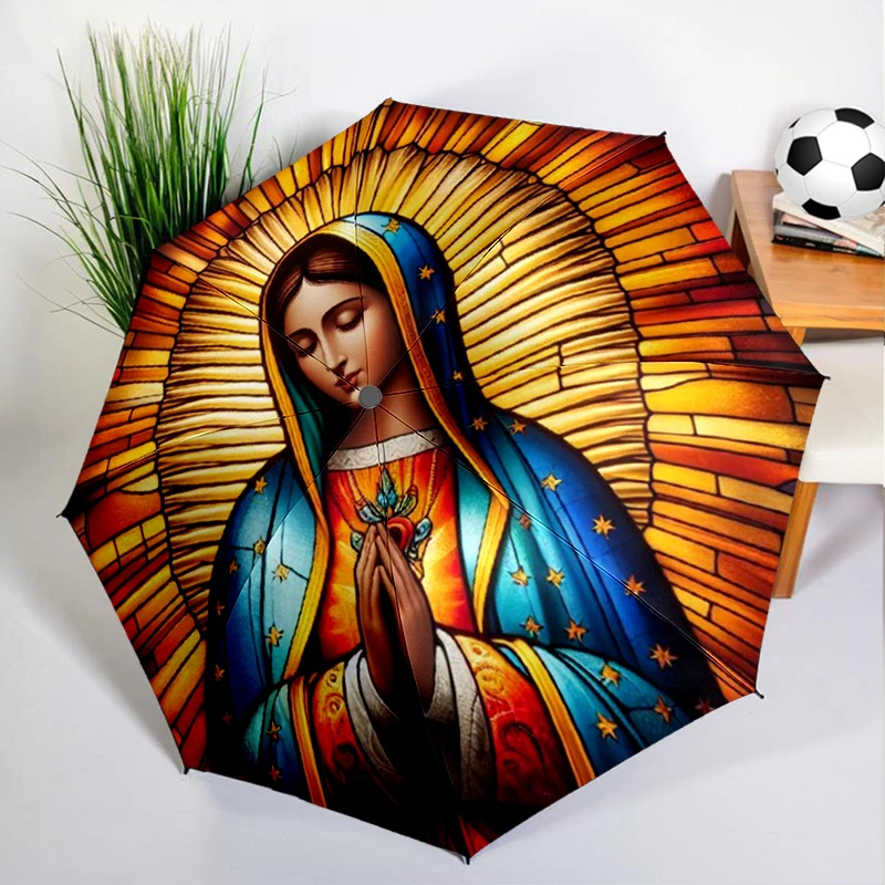 Retro Virgin Mary Umbrella Automatic Open/close, Sturdy Iron Frame & 8-Rib Struct, Umbrella for Women & Men, Christmas Gift