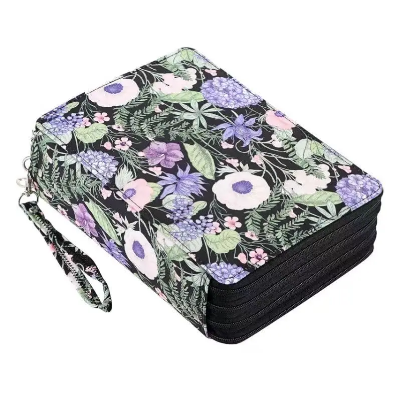 flores coloridas multifuncional lapis de grande capacidade case grupo pen pouch esboco criativo desenho estudante 200 buracos 01