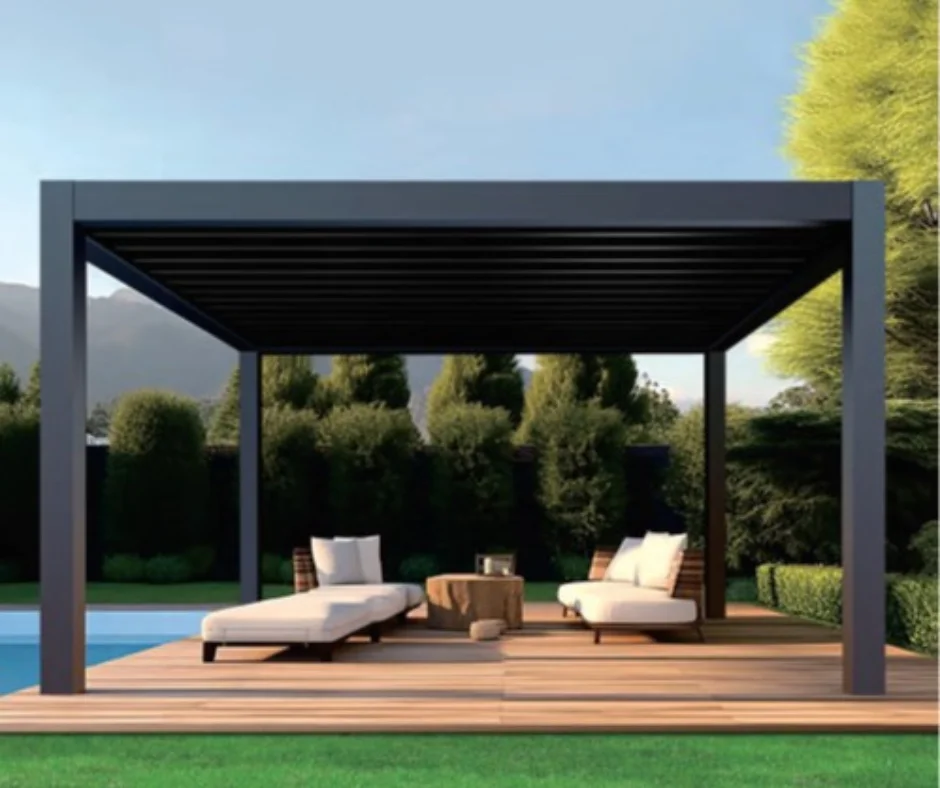 10*13FT altana zewnętrzna wodoodporna elektryczna żaluzja pergola dachowa zmotoryzowana aluminiowa pergola z zmotoryzowanym roletą