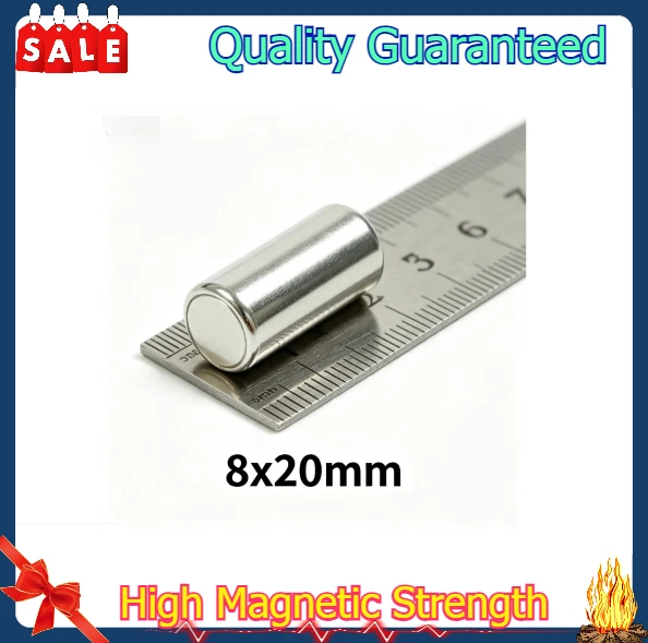 8x 20mm Strong Rare Earth Magnet NdFeB Super Powerful Round Cylinder Magnet High Performance For Speaker Motor DIY