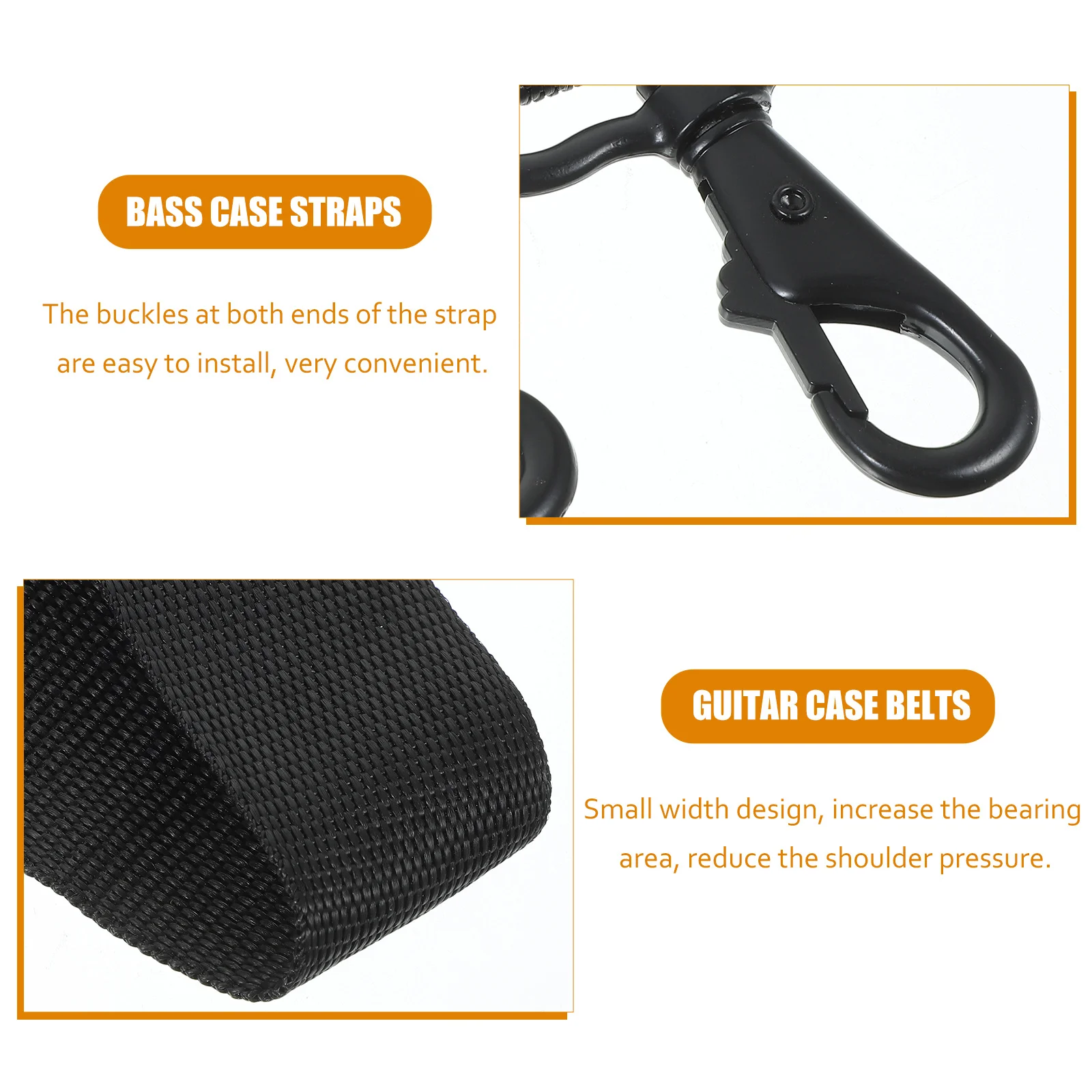 

2 pcs Straps Black Adjustable Shoulder Belts Creative Case Straps For Guitar Bass Case Creative Replacement Strap