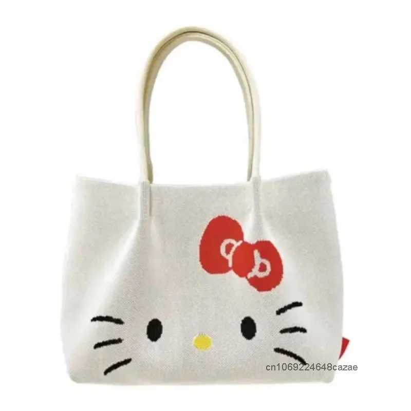 Sanrio Hello Kitty Nieuwe Schattige Canvas Tas Amerikaanse Stijl Grote Capaciteit Vrouwelijke Handtas Y 2K Meisje Mode Cartoon Casual Onderarmtas