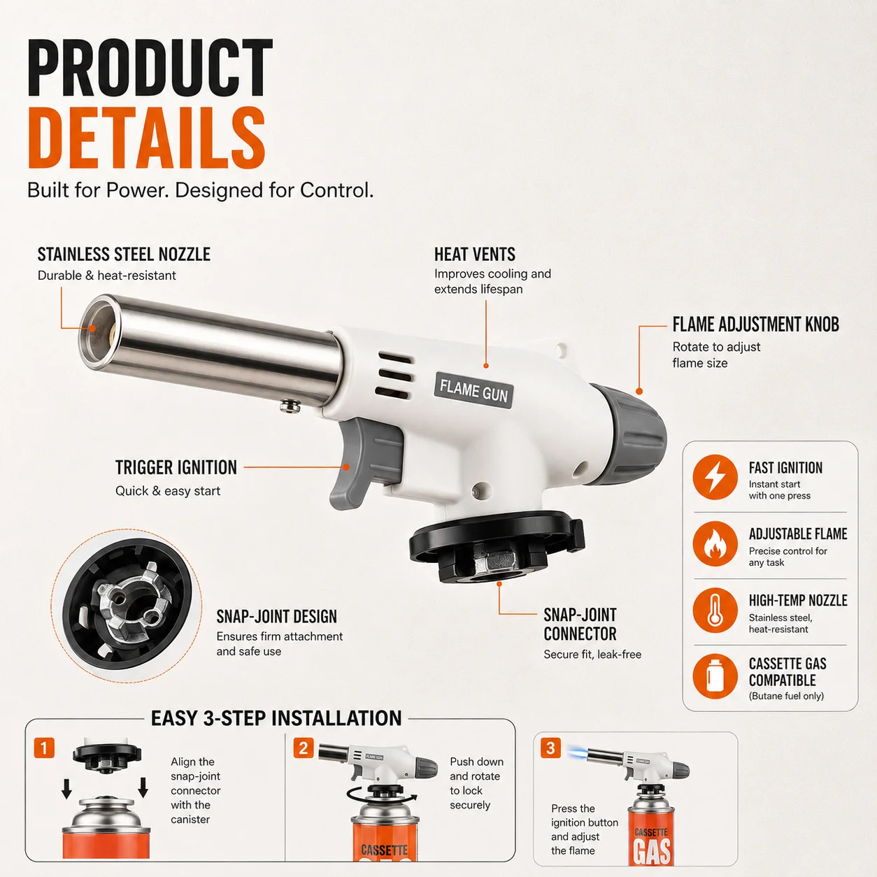 Refillable Butane Gas Torch Li - Kitchen Baking Torch recension och pris