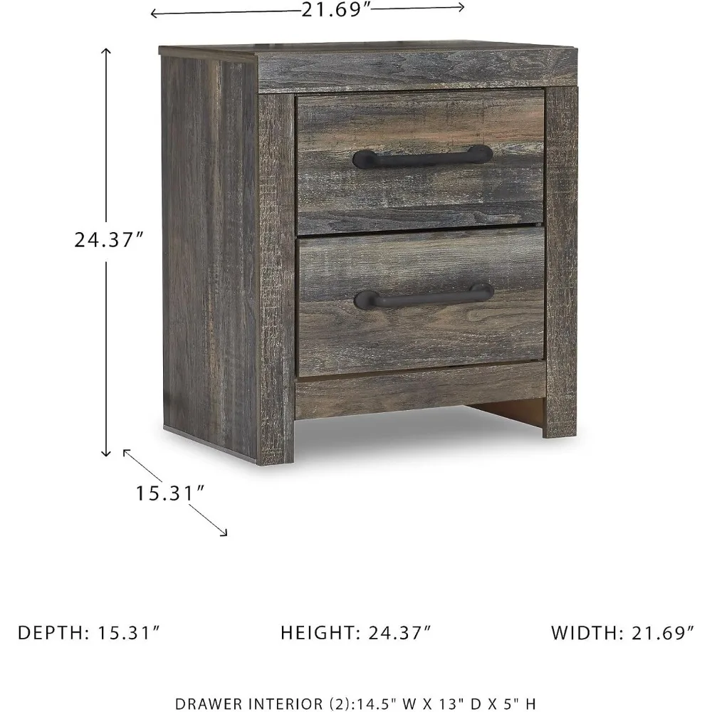 منضدة Ashley Drystan ذات الطراز الصناعي الريفي مع درجين ومنفذ شحن USB مزدوج، يقف بطول 24.37 بوصة